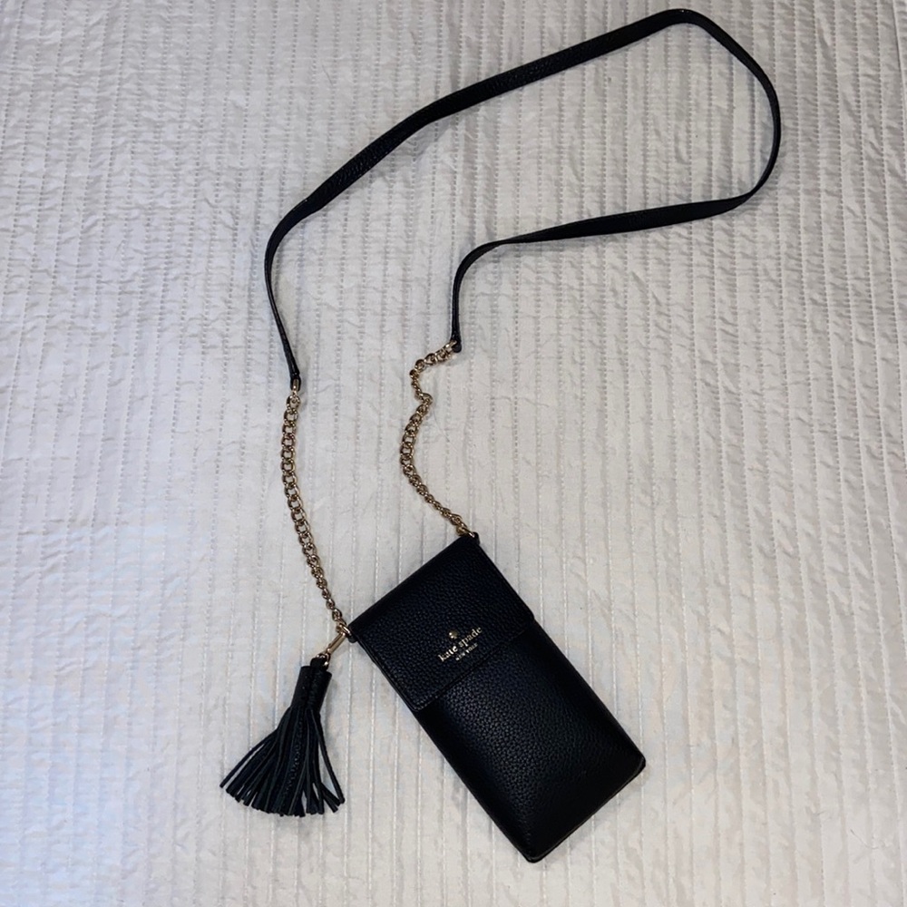 Kate Spade phone pouch - black with gold details